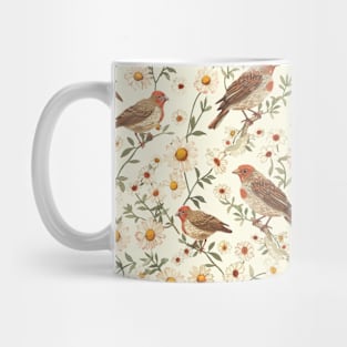 Vintage Birds and Daisies Mug